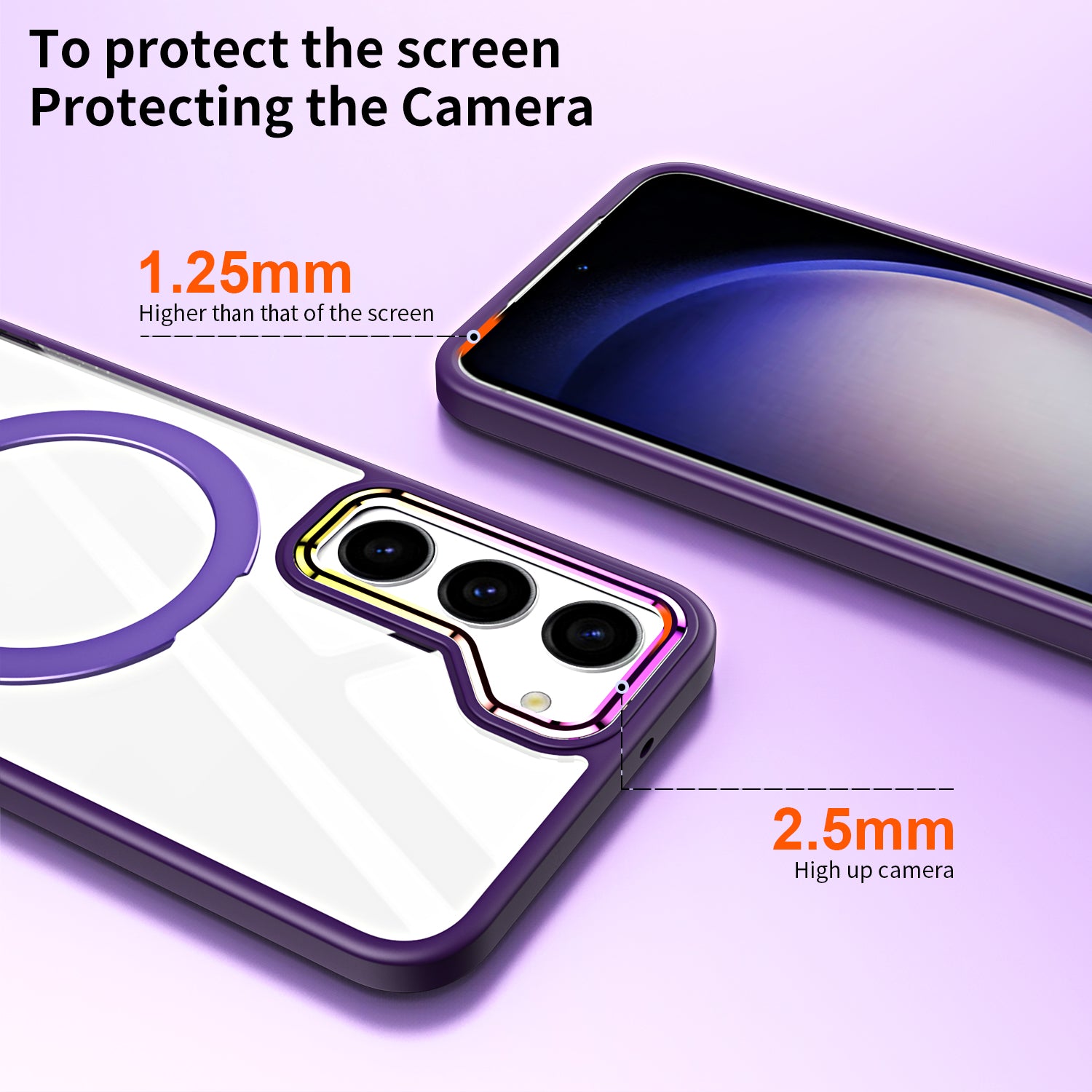 For Samsung Galaxy S23 Magnetic Phone Case TPU Acrylic Kickstand Transparent Phone Cover