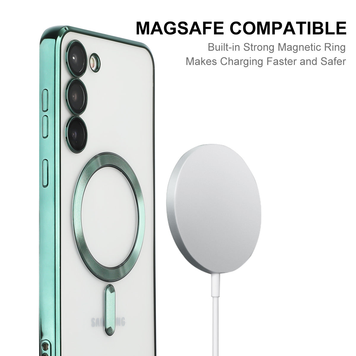 ENKAY HAT PRINCE For Samsung Galaxy S23 Electroplating Edge Camera Protection Back Cover Magnetic TPU Phone Case Compatible with Magsafe