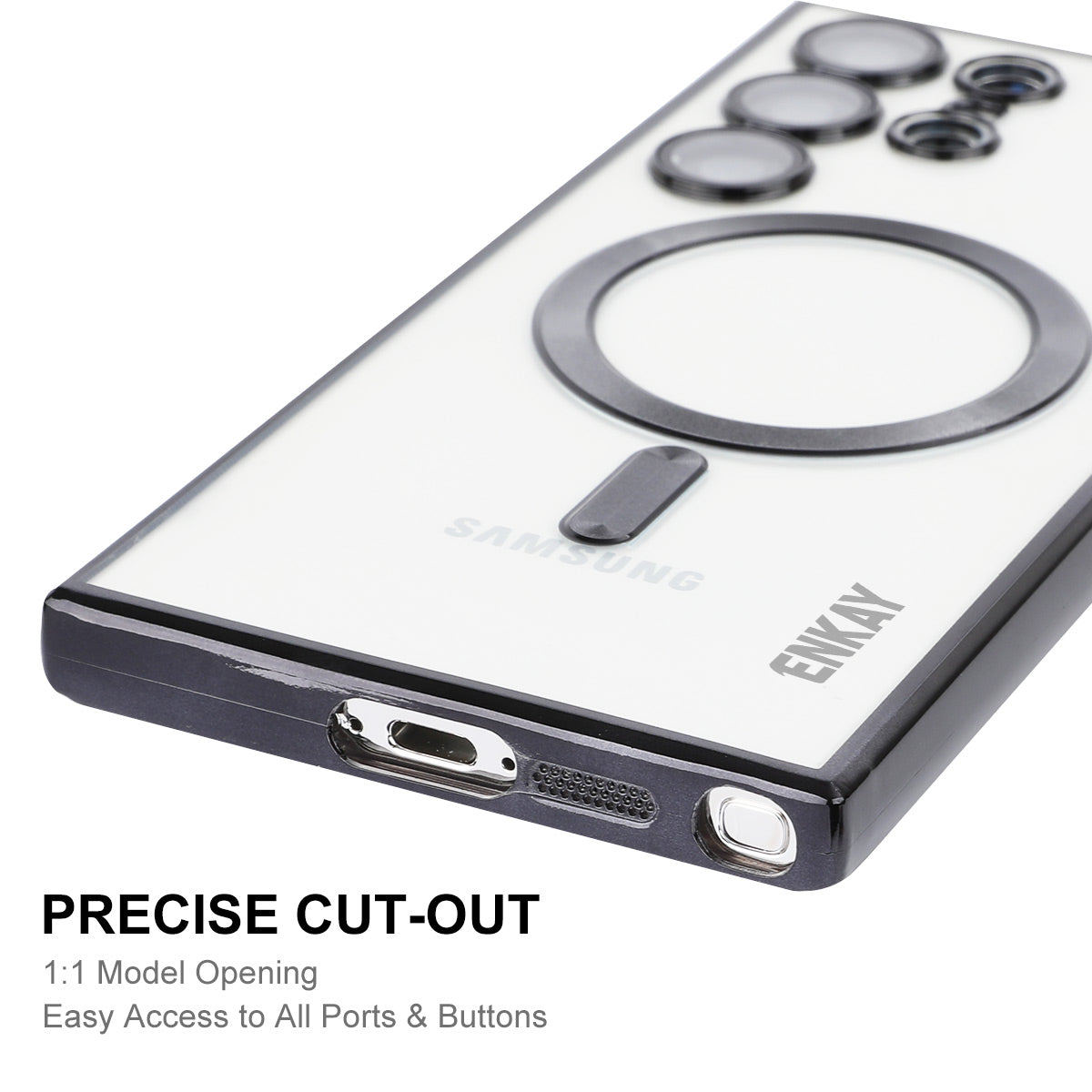 ENKAY HAT PRINCE For Samsung Galaxy S23 Ultra Magnetic Phone Cover Lens Protection Electroplating Clear TPU Case