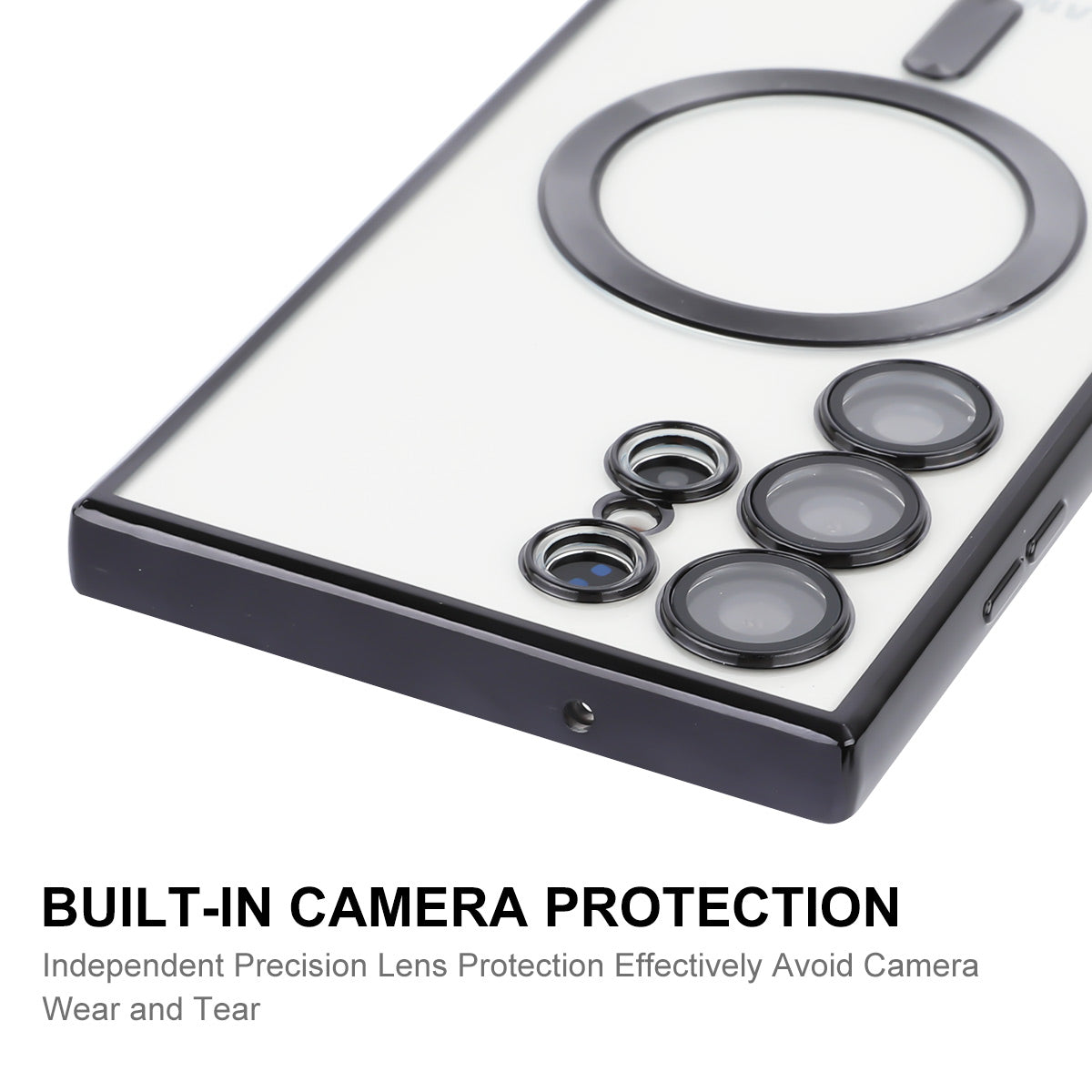 ENKAY HAT PRINCE For Samsung Galaxy S23 Ultra Magnetic Phone Cover Lens Protection Electroplating Clear TPU Case