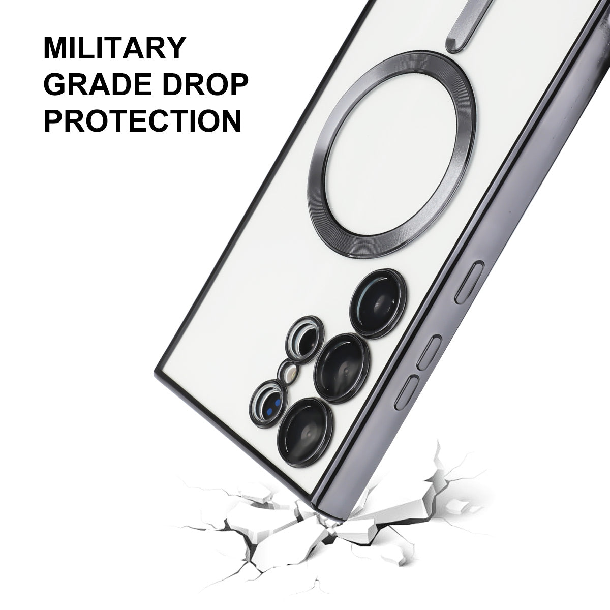 ENKAY HAT PRINCE For Samsung Galaxy S23 Ultra Magnetic Phone Cover Lens Protection Electroplating Clear TPU Case