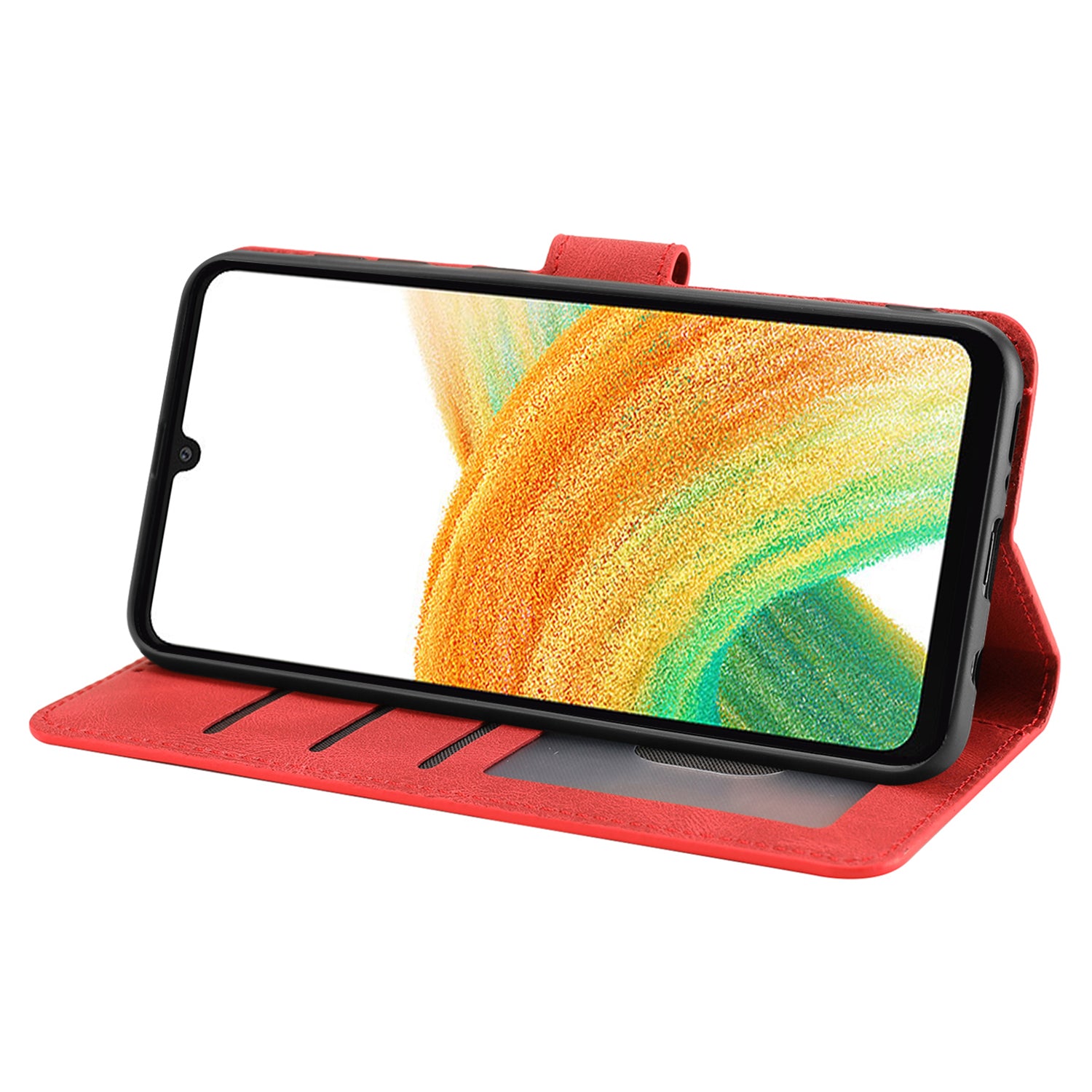 For Samsung Galaxy A24 4G Drop-proof Leather Phone Case Stand Wallet Cover with Strap
