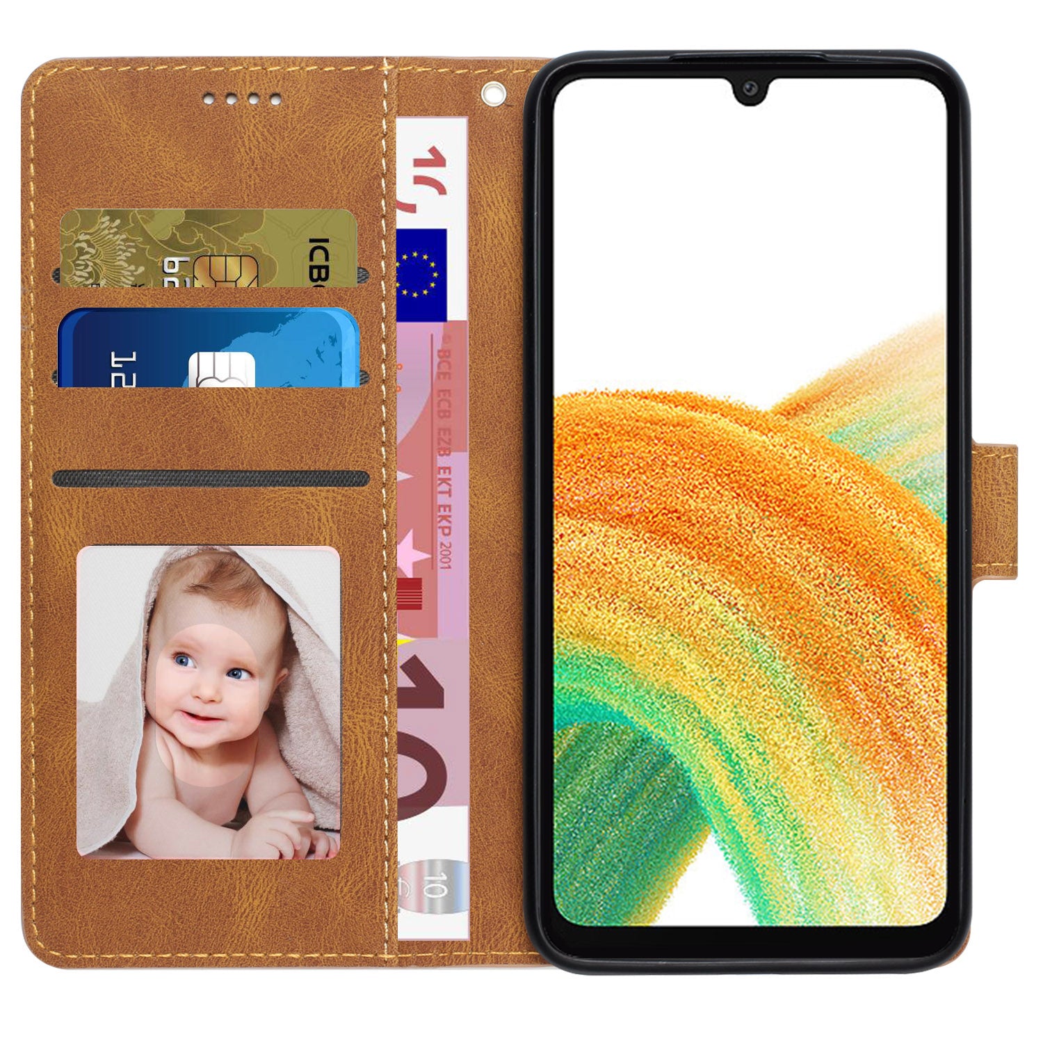 For Samsung Galaxy A24 4G Drop-proof Leather Phone Case Stand Wallet Cover with Strap