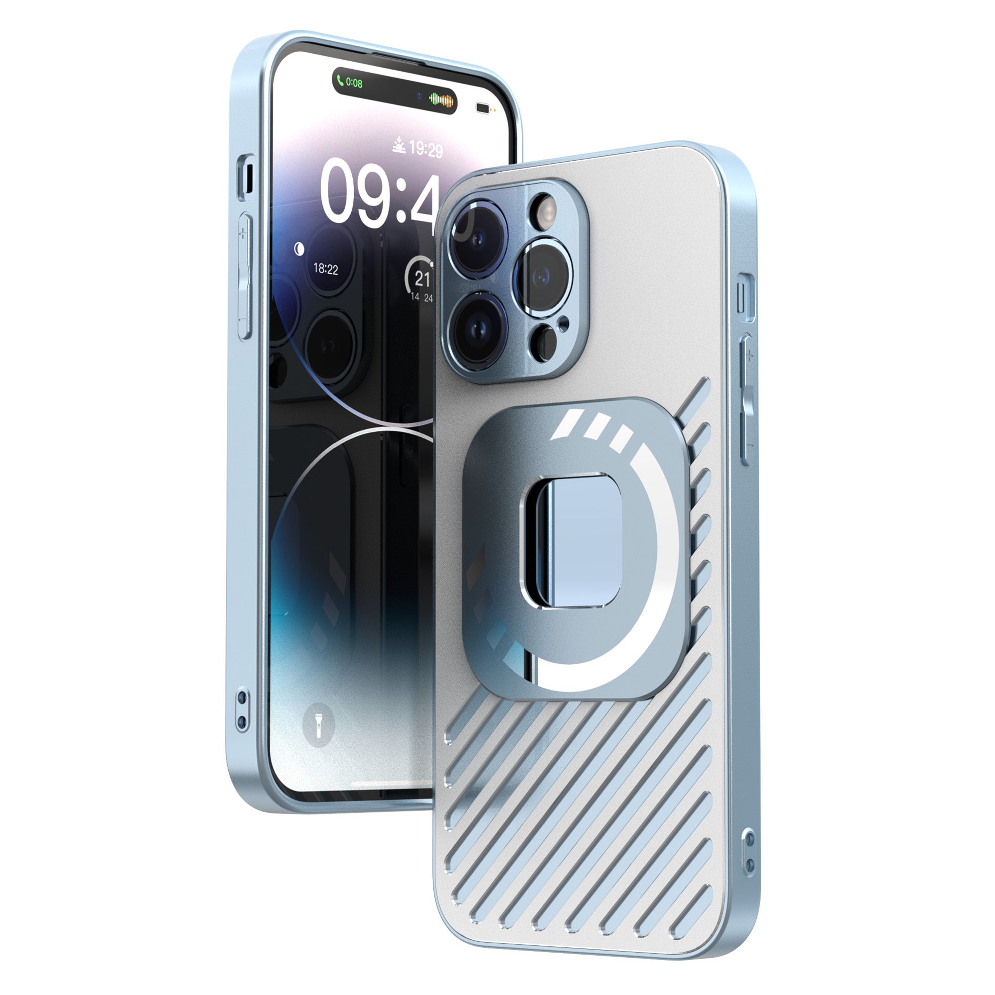 R-JUST SJ55 til iPhone 14 Pro Max hul magnetisk telefoncover TPU pc metal faldsikkert bagcover kompatibel med MagSafe