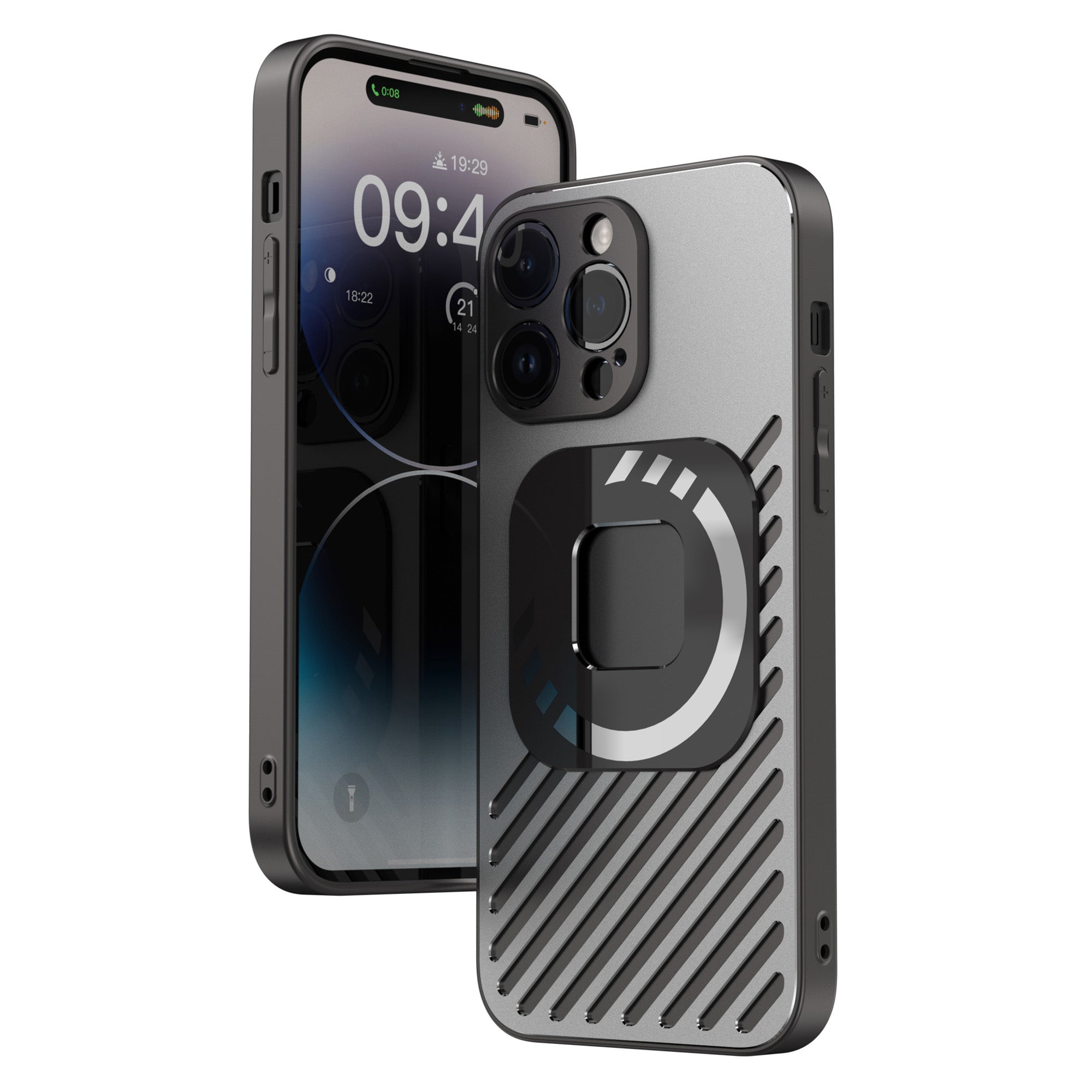 R-JUST SJ55 For iPhone 14 Pro TPU PC Metal Back Cover Hollow Magnetic Anti-drop Phone Case Compatible with MagSafe