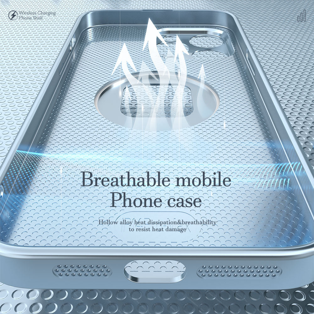 R-JUST SJ55 For iPhone 14 Plus TPU PC Metal Hollow Drop-proof Cover Magnetic Phone Case Compatible with MagSafe
