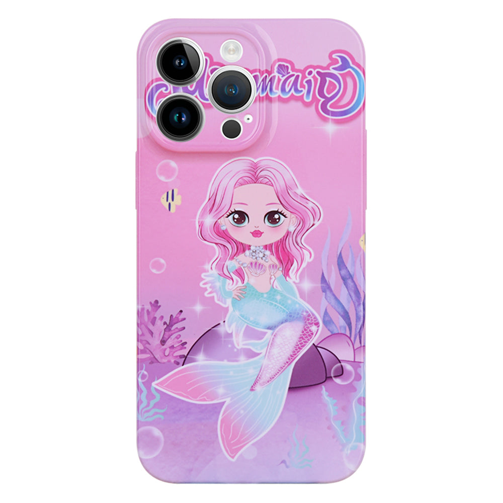 Shockproof Case for iPhone 14 Pro Max Slim PC Cover Mermaid Pattern Printing Anti-Drop Phone Case