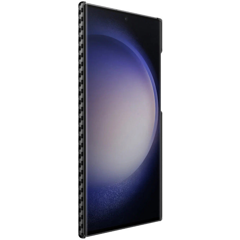 IMAK Ruiyi Series for Samsung Galaxy S23 Ultra Carbon Fiber Texture Phone Case PU Leather Coated PC Slim Fit Cover