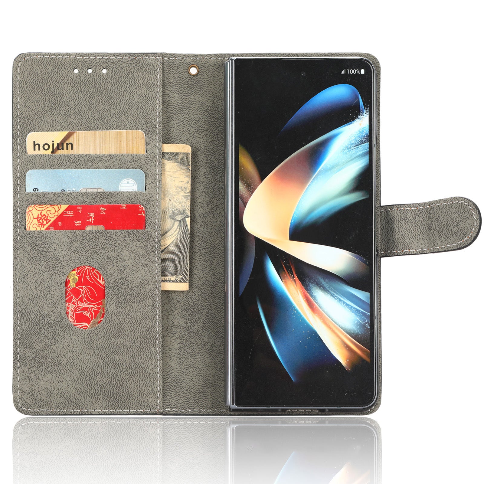 For Samsung Galaxy Z Fold3 5G Leather Phone Case RFID Blocking Wallet Stand Smartphone Cover with Strap