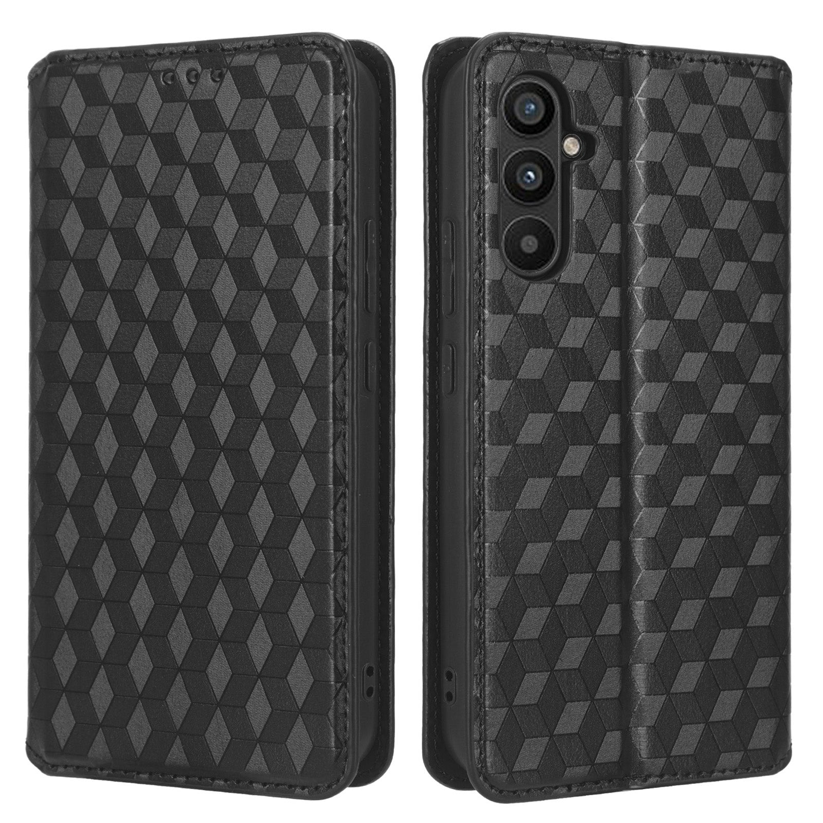 For Samsung Galaxy A24 4G / A24 5G Cell Phone Case Imprinted Rhombus Pattern Wallet Stand Leather Phone Cover