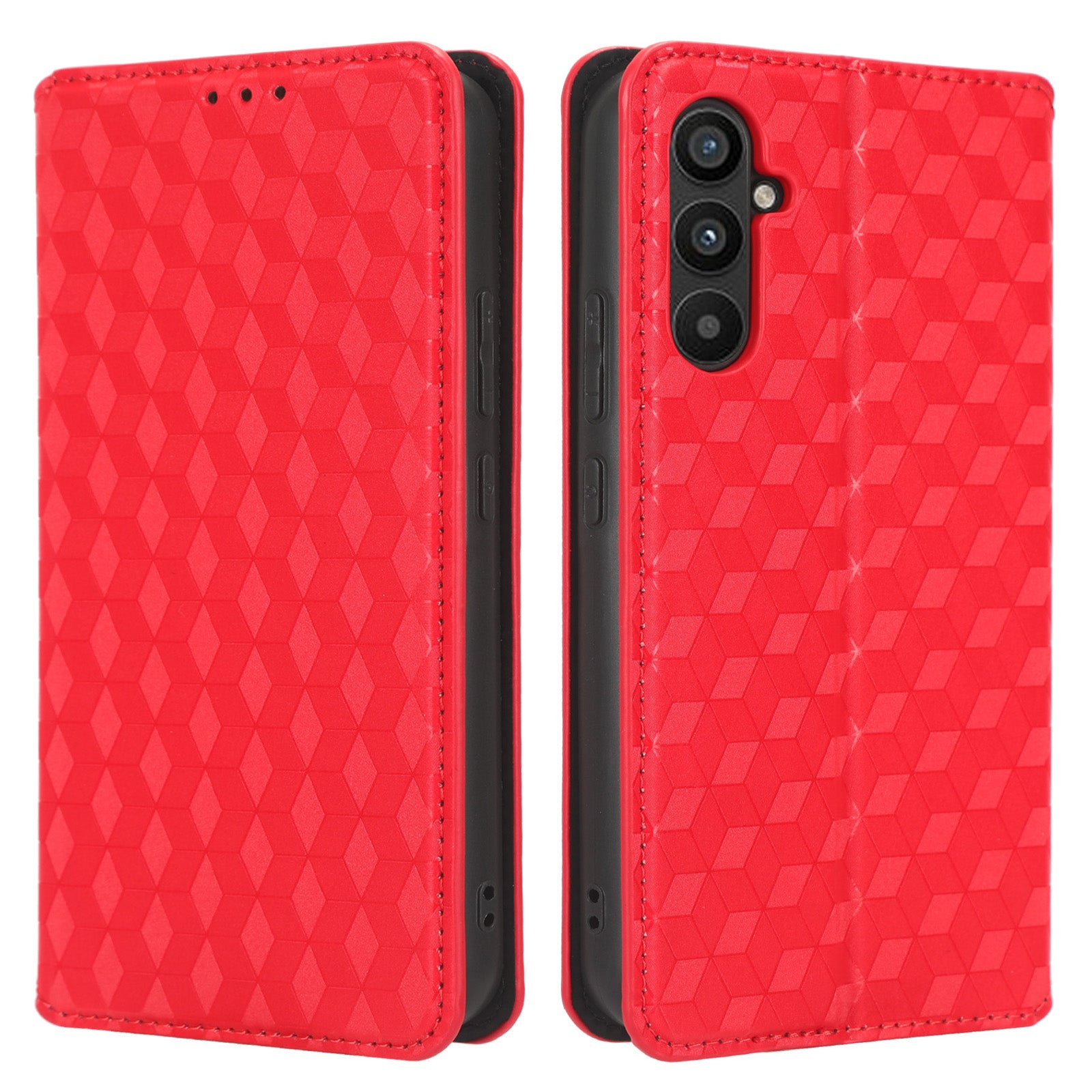 For Samsung Galaxy A24 4G / A24 5G Cell Phone Case Imprinted Rhombus Pattern Wallet Stand Leather Phone Cover