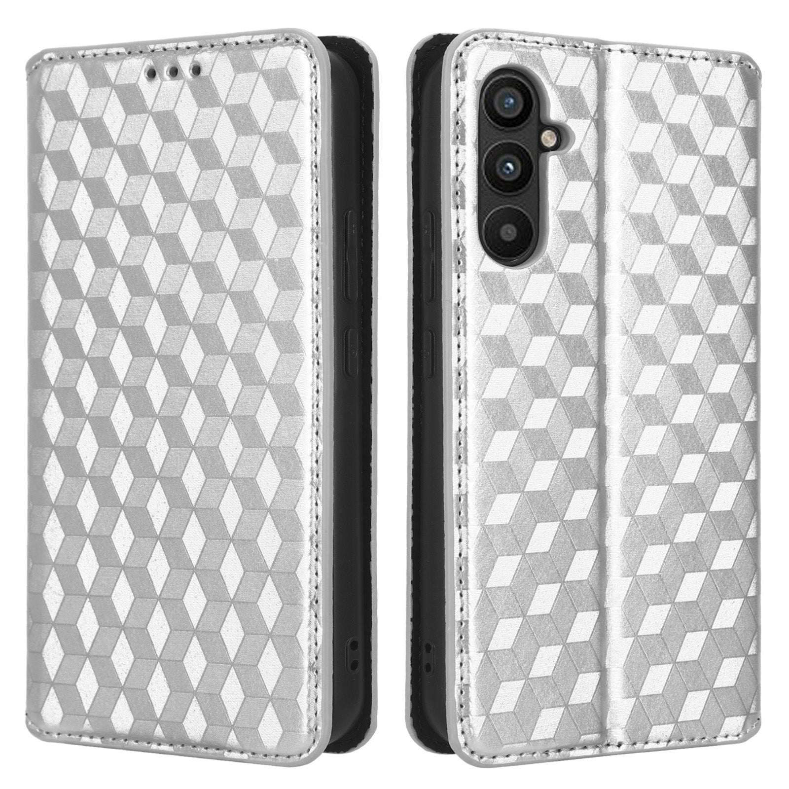 For Samsung Galaxy A24 4G / A24 5G Cell Phone Case Imprinted Rhombus Pattern Wallet Stand Leather Phone Cover