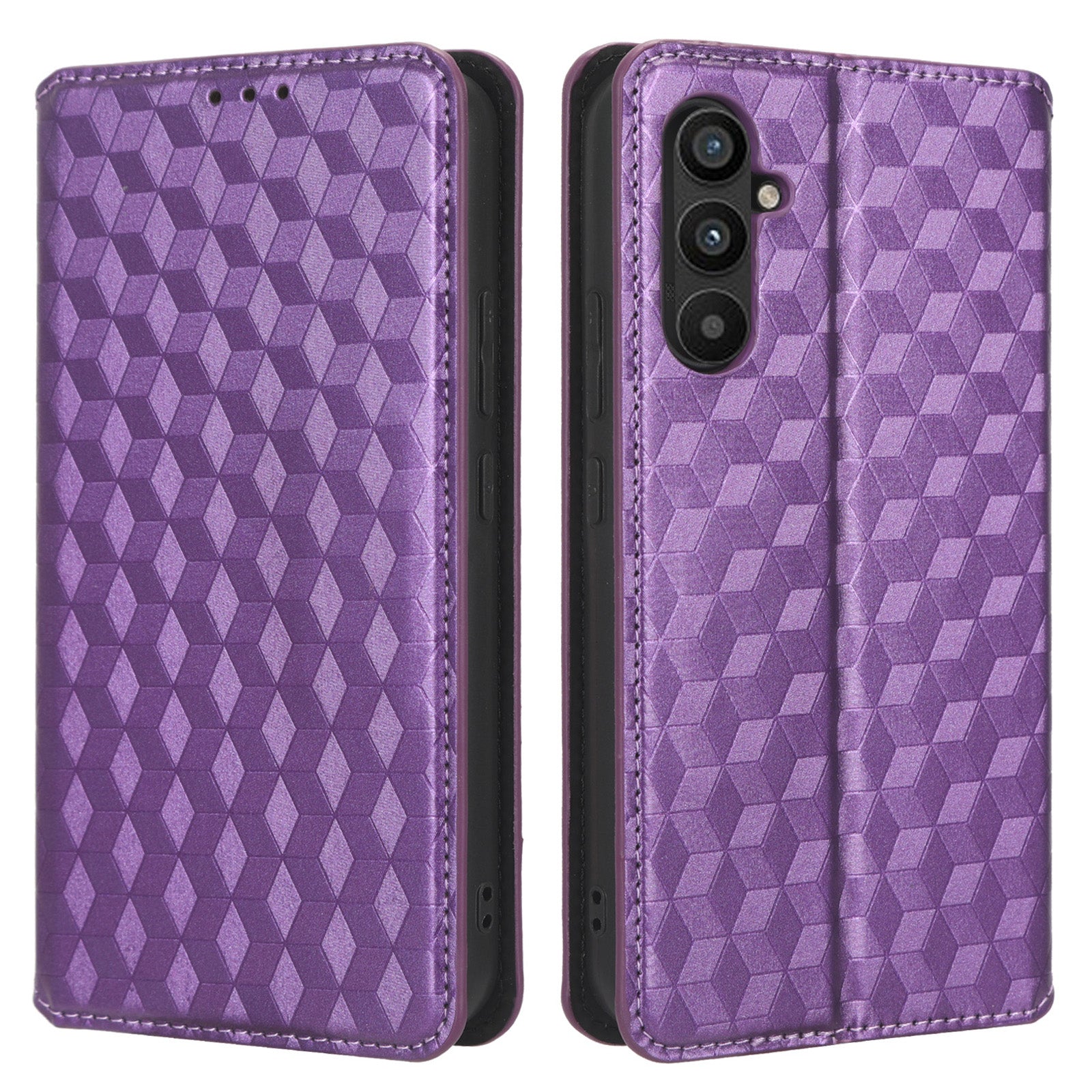 For Samsung Galaxy A24 4G / A24 5G Cell Phone Case Imprinted Rhombus Pattern Wallet Stand Leather Phone Cover