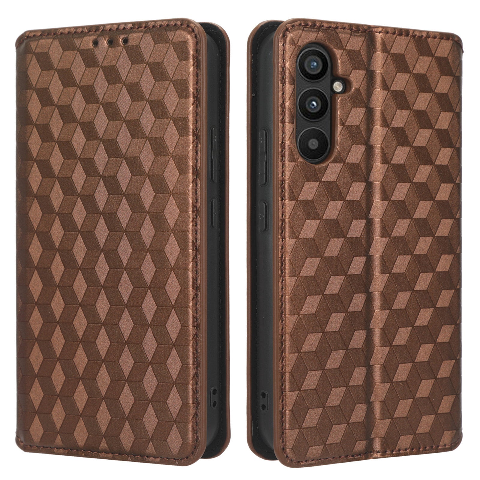 For Samsung Galaxy A24 4G / A24 5G Cell Phone Case Imprinted Rhombus Pattern Wallet Stand Leather Phone Cover