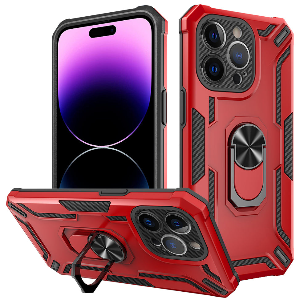 For iPhone 14 Pro Rotary Ring Kickstand Phone Case PC TPU Protective Phone Cover