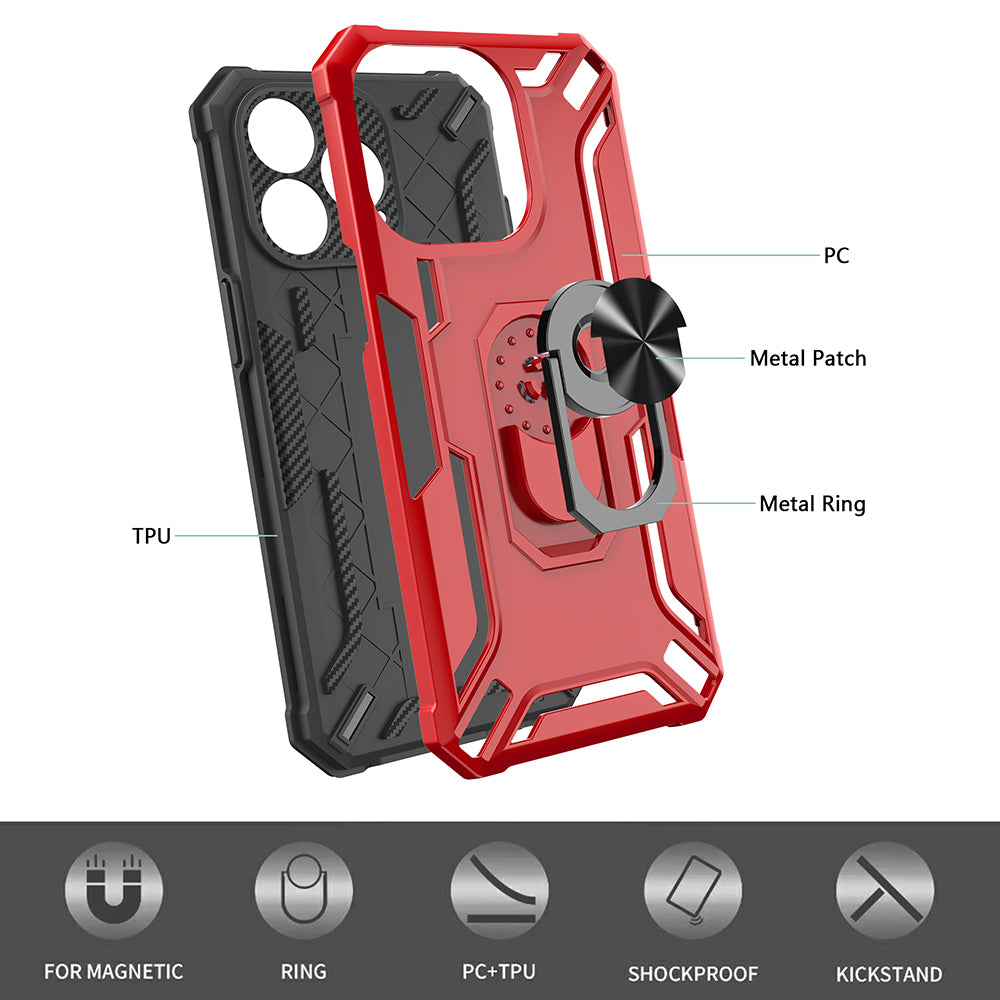 For iPhone 14 Pro Rotary Ring Kickstand Phone Case PC TPU Protective Phone Cover