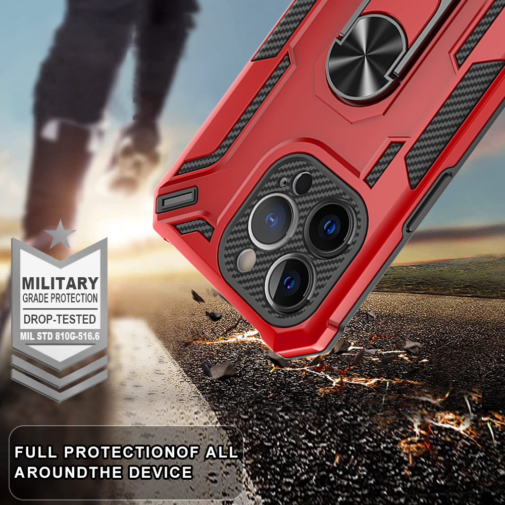 For iPhone 14 Pro Max PC TPU Ring Kickstand Phone Case Anti-drop Phone Cover