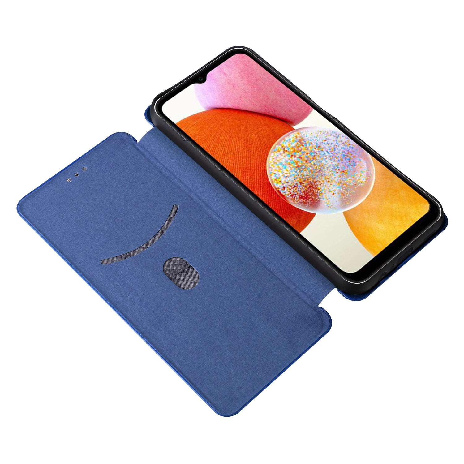 Pro Samsung Galaxy A14 5G kožené pouzdro na telefon stojánek Držák karty Ochranný kryt na telefon s texturou uhlíkových vláken