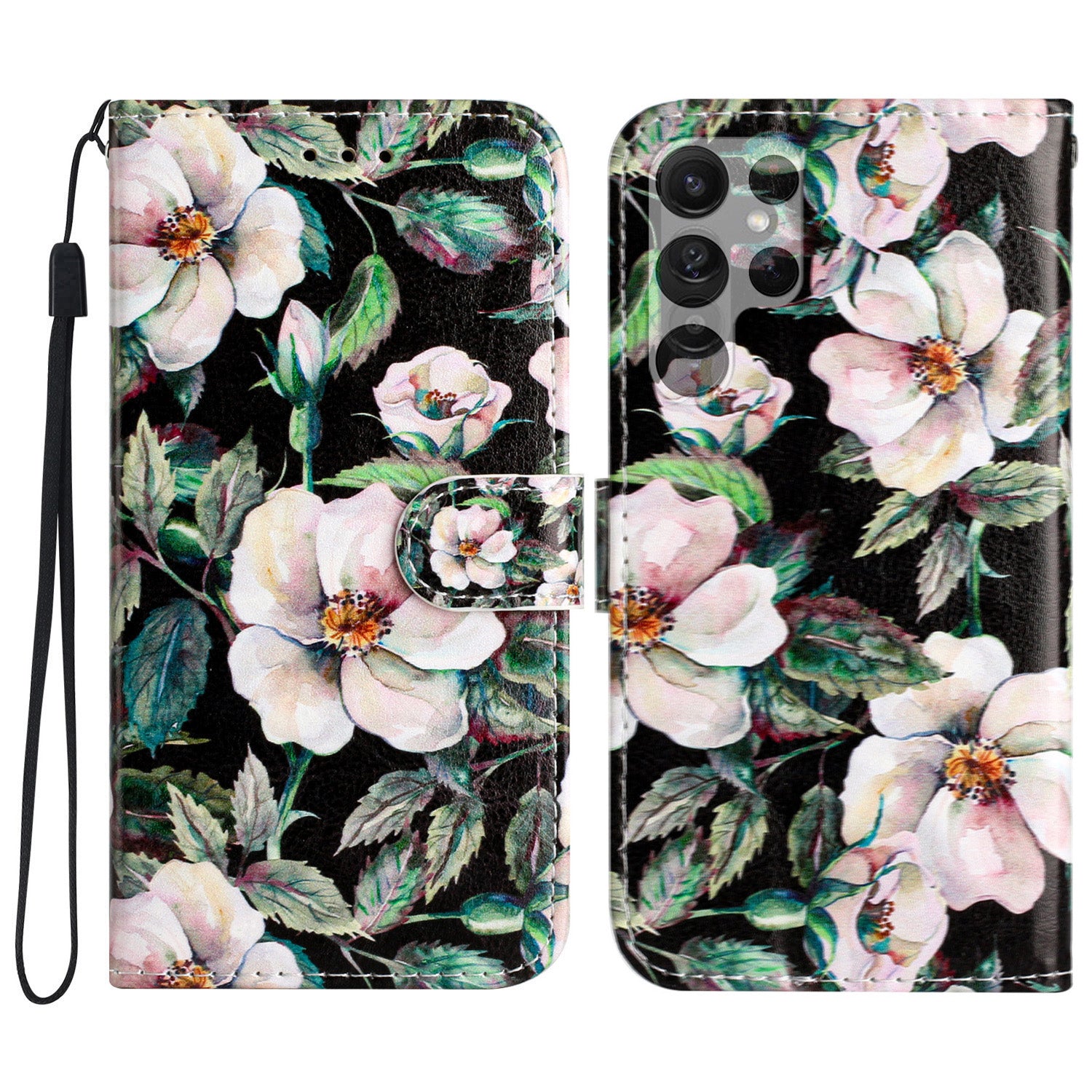 For Samsung Galaxy S22 Ultra 5G Pattern Printing Phone Case Stand PU Leather Wallet Cover