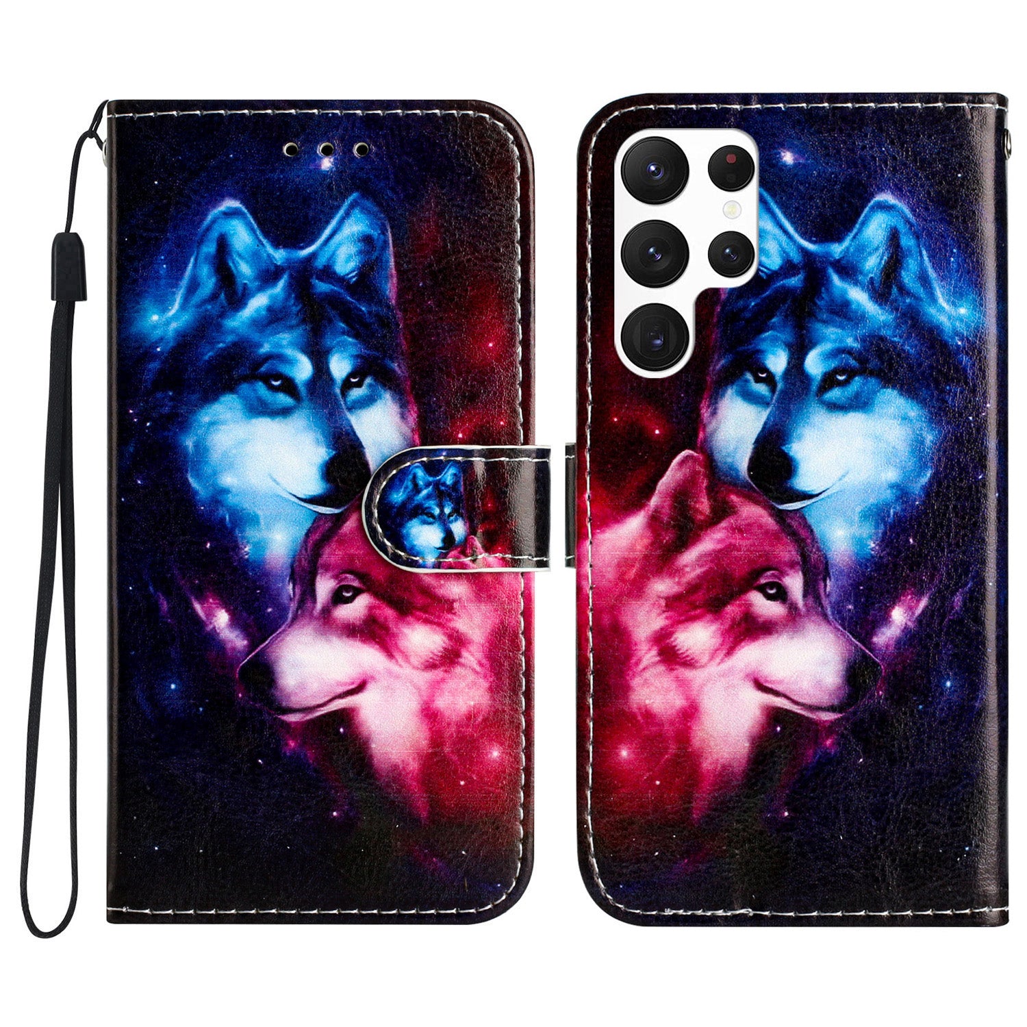 For Samsung Galaxy S22 Ultra 5G Pattern Printing Phone Case Stand PU Leather Wallet Cover