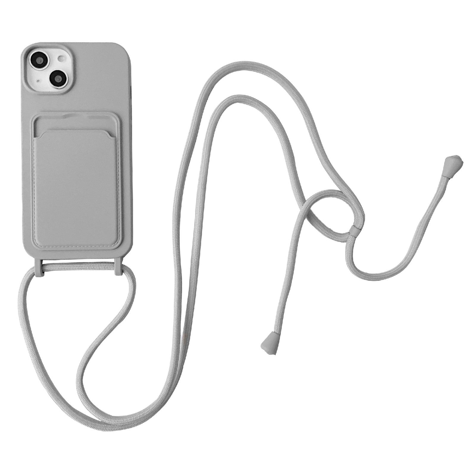 Protective Case for iPhone 14 Case Anti-Fall Liquid Silicone Phone Cover with Card Slot Strap
