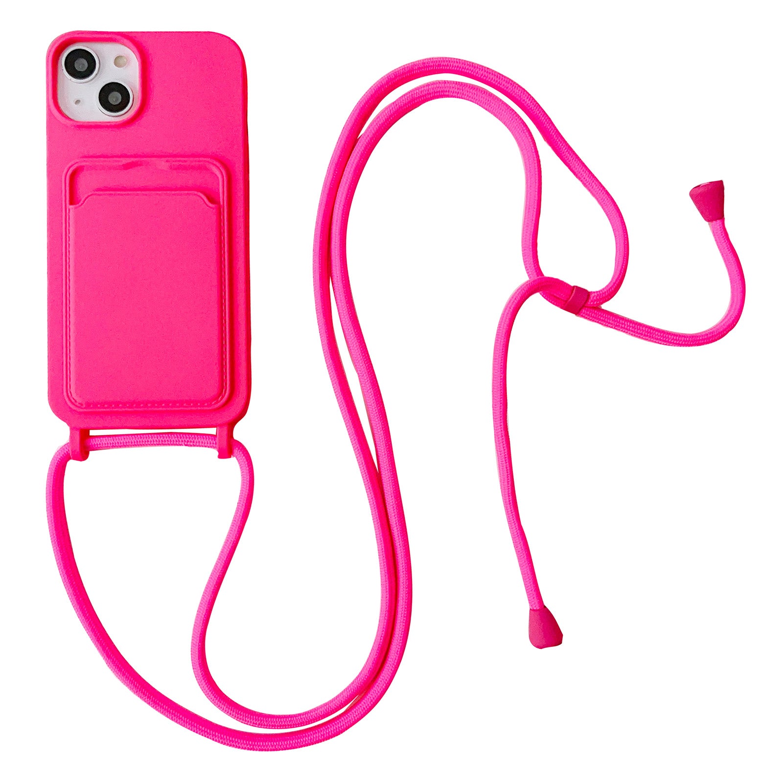 Protective Case for iPhone 14 Case Anti-Fall Liquid Silicone Phone Cover with Card Slot Strap