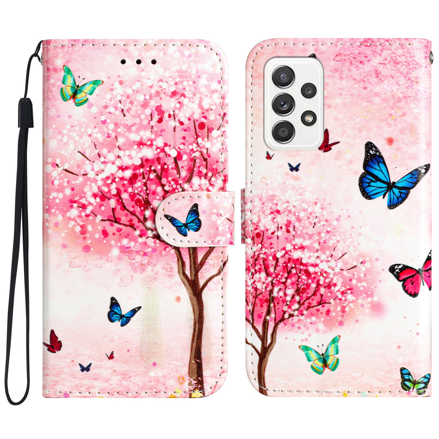 Til Samsung Galaxy A32 4G (EU-version) Mønsterudskrivning Stødsikker telefonetui Læderpung Flip Stand Shell