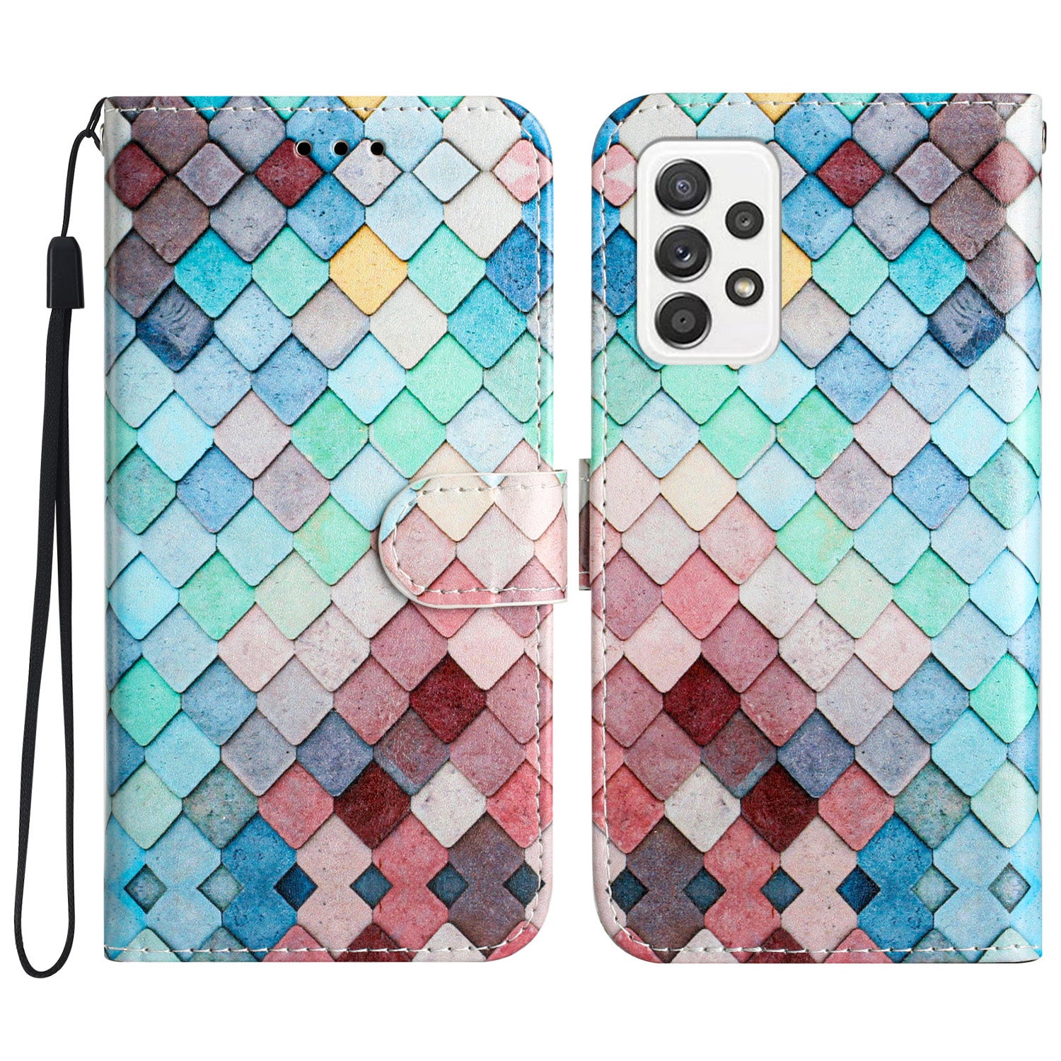 Til Samsung Galaxy A32 4G (EU-version) Mønsterudskrivning Stødsikker telefonetui Læderpung Flip Stand Shell