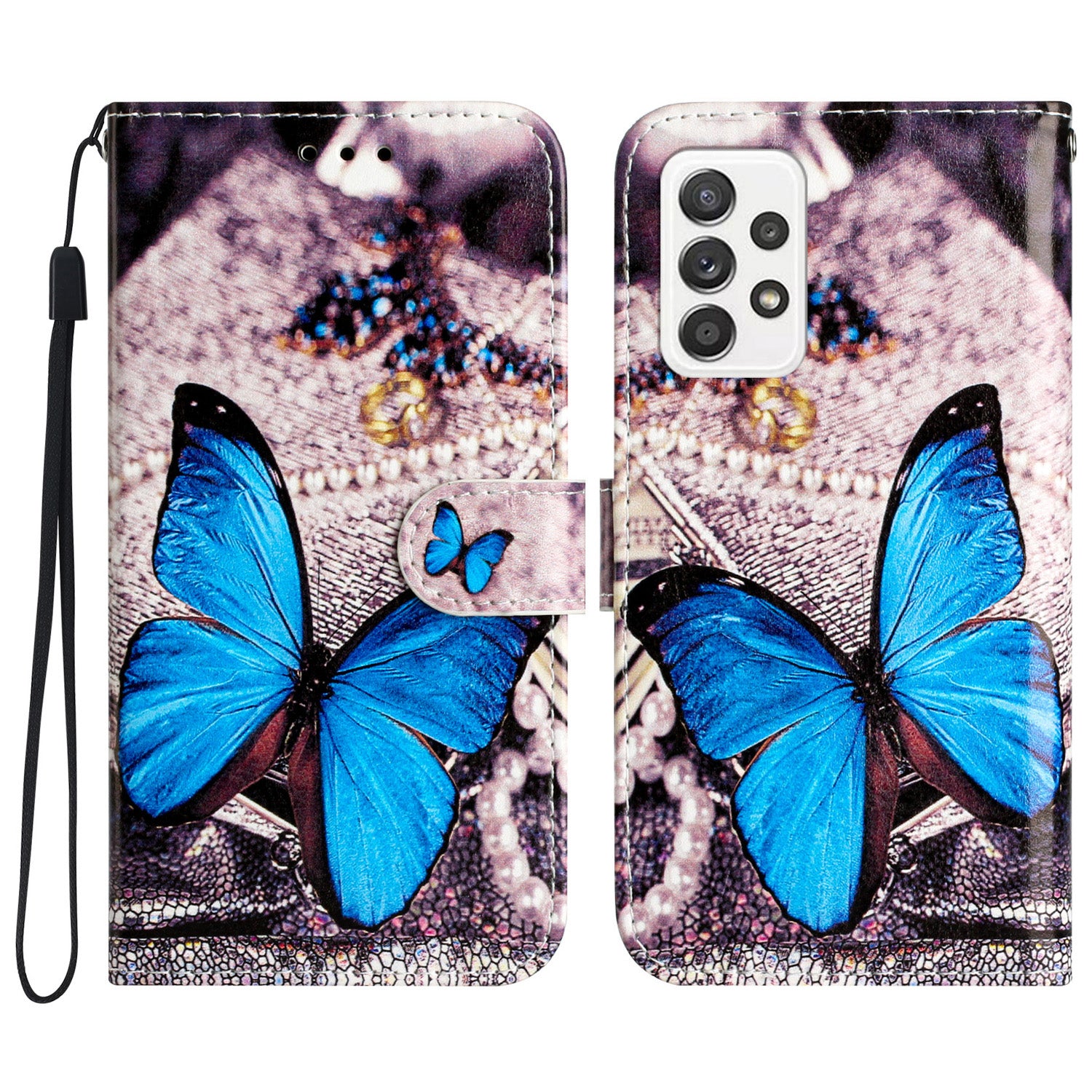 Til Samsung Galaxy A32 4G (EU-version) Mønsterudskrivning Stødsikker telefonetui Læderpung Flip Stand Shell