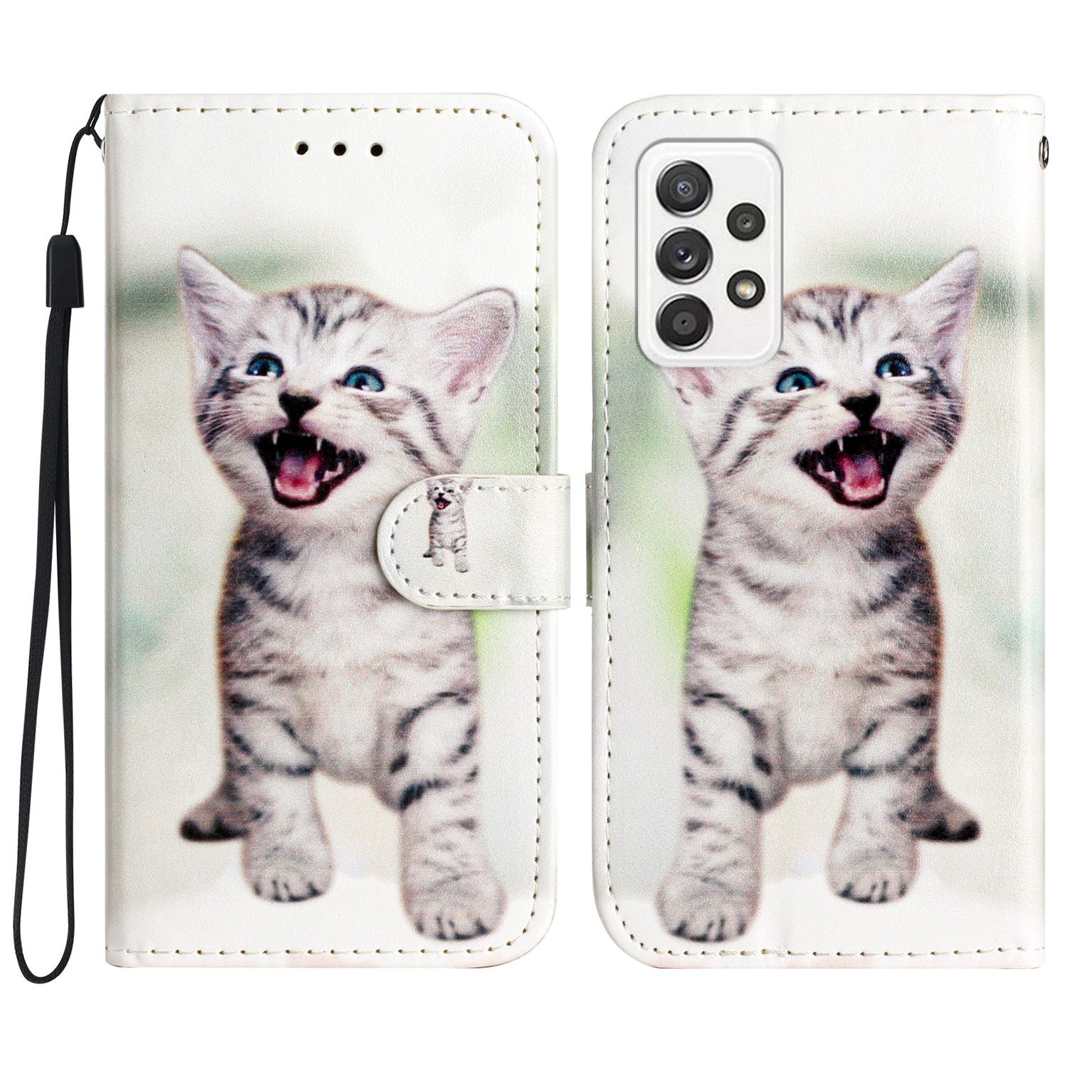 Til Samsung Galaxy A32 4G (EU-version) Mønsterudskrivning Stødsikker telefonetui Læderpung Flip Stand Shell