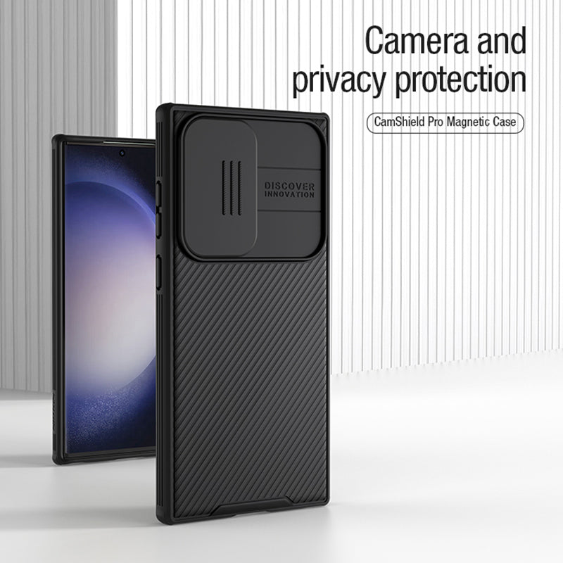 NILLKIN CamShield Pro Magnetic Case for Samsung Galaxy S23 Ultra PC+TPU Phone Cover with Camera Slide Lid - Black