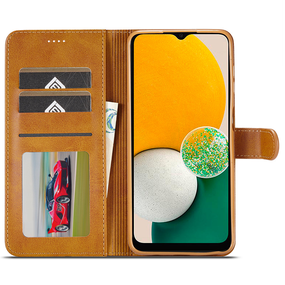 LC.IMEEKE For Samsung Galaxy A24 4G Calf Texture Leather Phone Case Wallet Stand Mobile Phone Cover