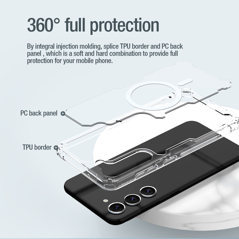 NILLKIN Nature Pro Series for Samsung Galaxy S23 Magnetic Phone Case PC+TPU Anti-drop Clear Phone Cover