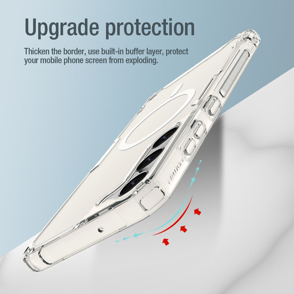 NILLKIN Nature Pro Series for Samsung Galaxy S23 Magnetic Phone Case PC+TPU Anti-drop Clear Phone Cover