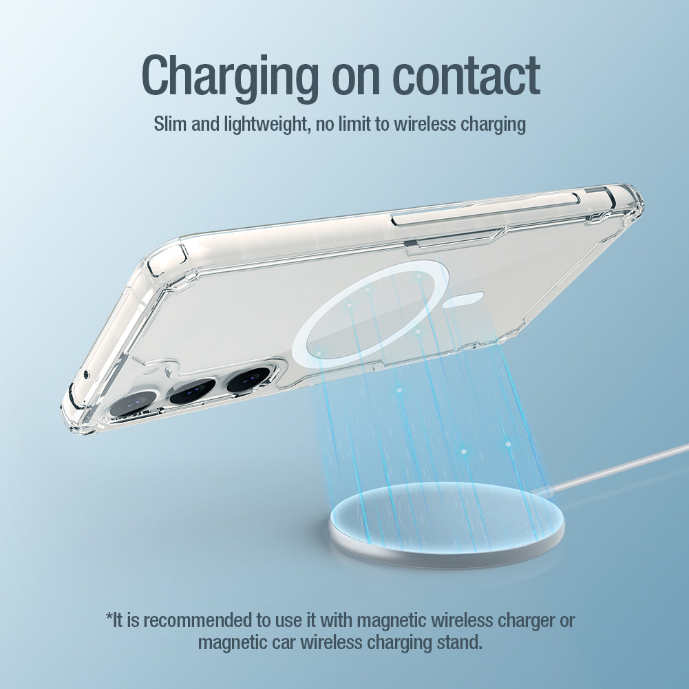 NILLKIN Nature Pro Series for Samsung Galaxy S23+ Magnetic Phone Case PC+TPU Shockproof Clear Phone Cover