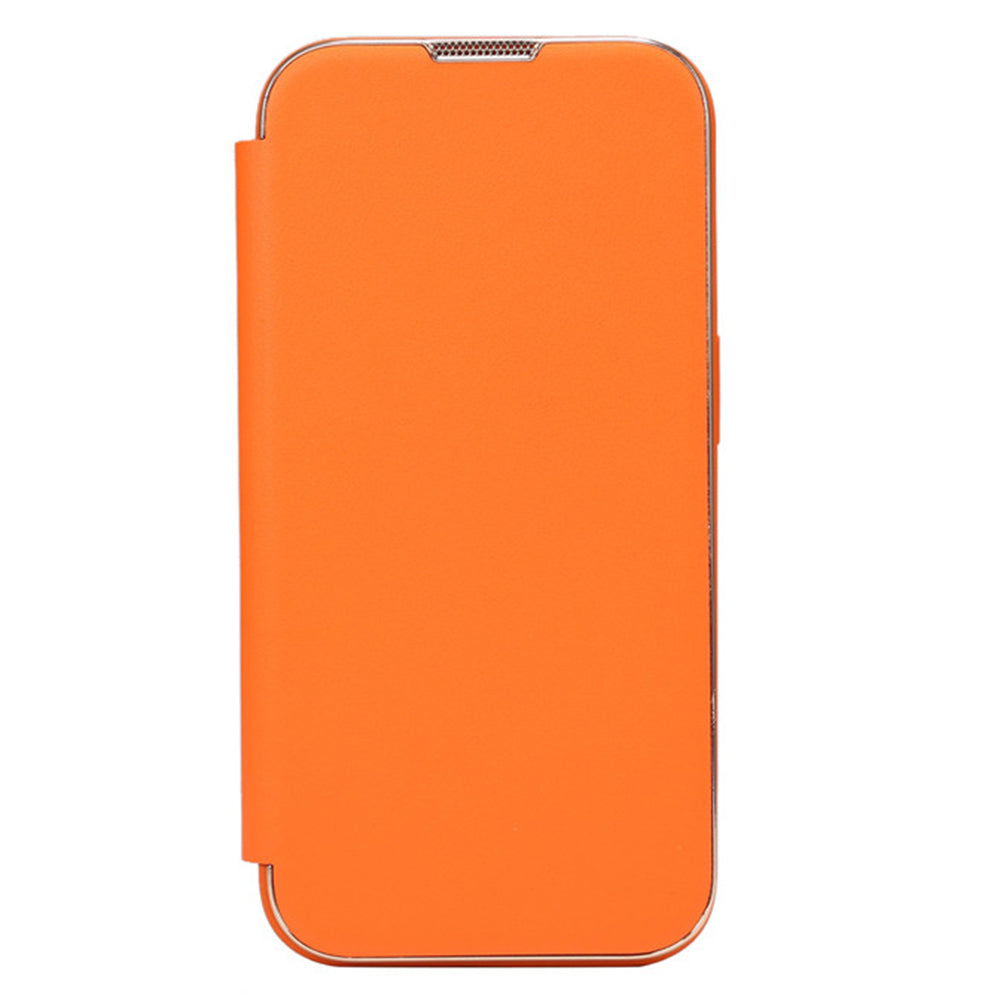 Electroplating Phone Cover for iPhone 14 Pro Anti-Dust PU Leather PC TPU Phone Stand Case Shell
