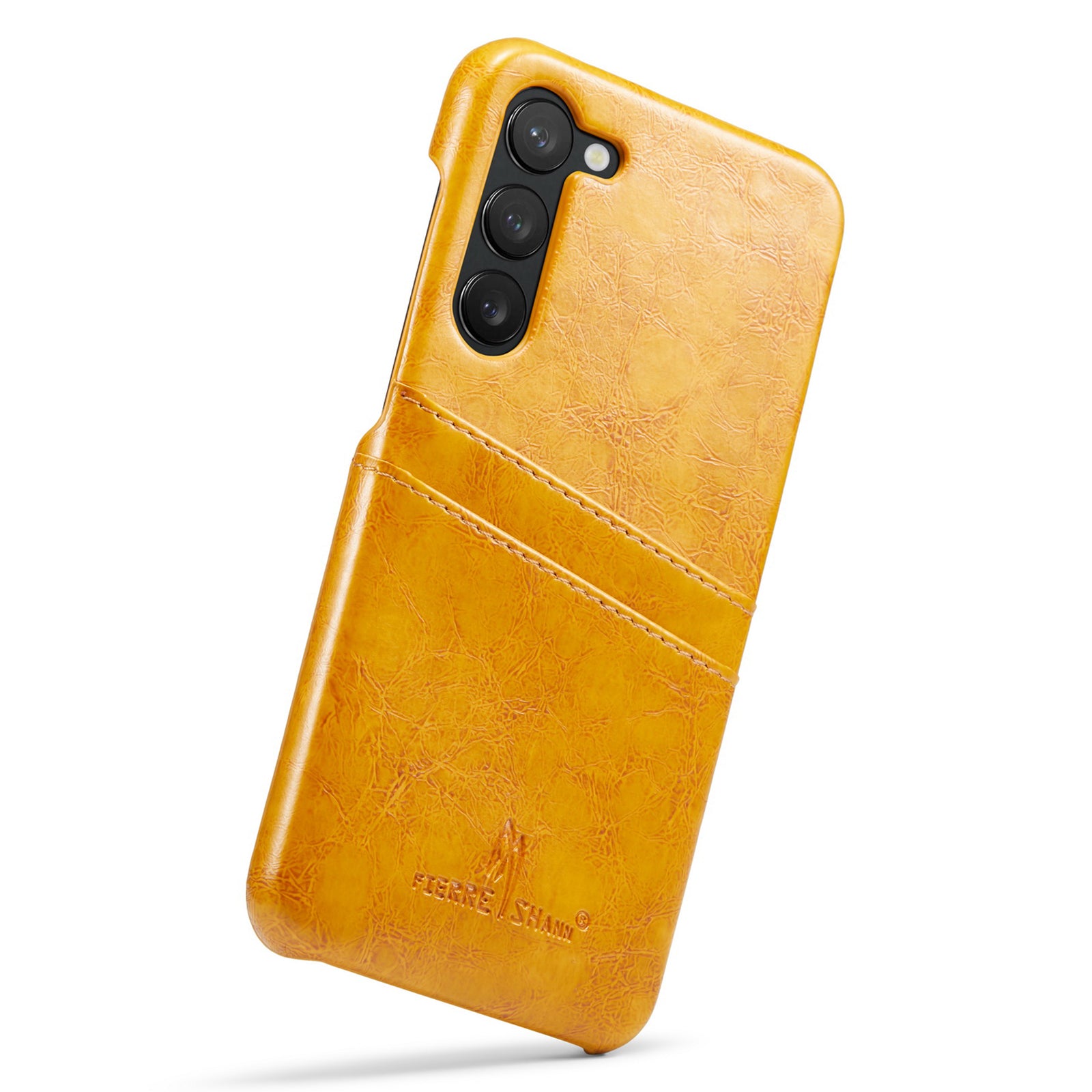 FIERRE SHANN For Samsung Galaxy S23 Phone Protective Cover Card Slots Oil Wax PU Leather PC Phone Case