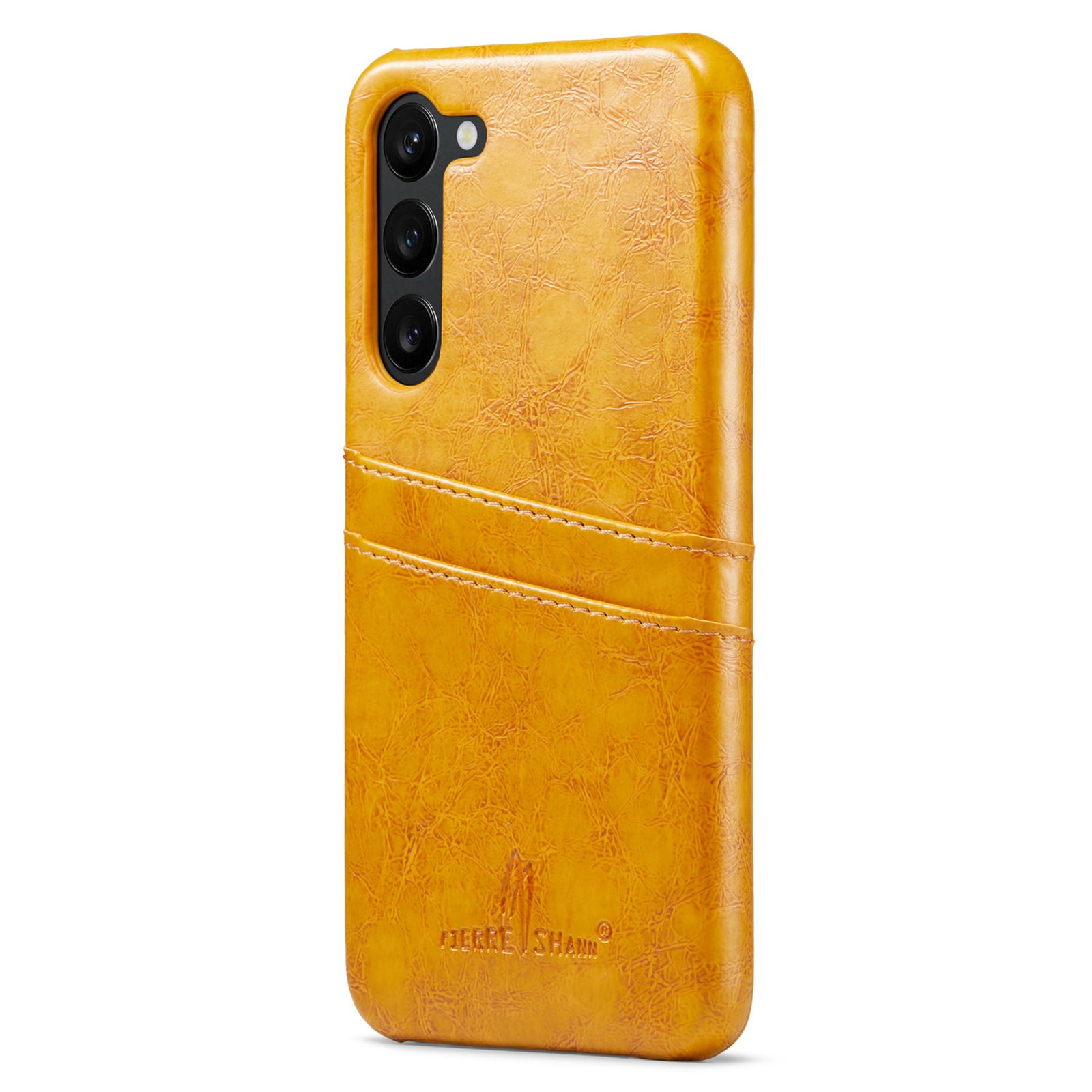 FIERRE SHANN For Samsung Galaxy S23 Oil Wax PU Leather PC Phone Case Protective Cover with Card Slots