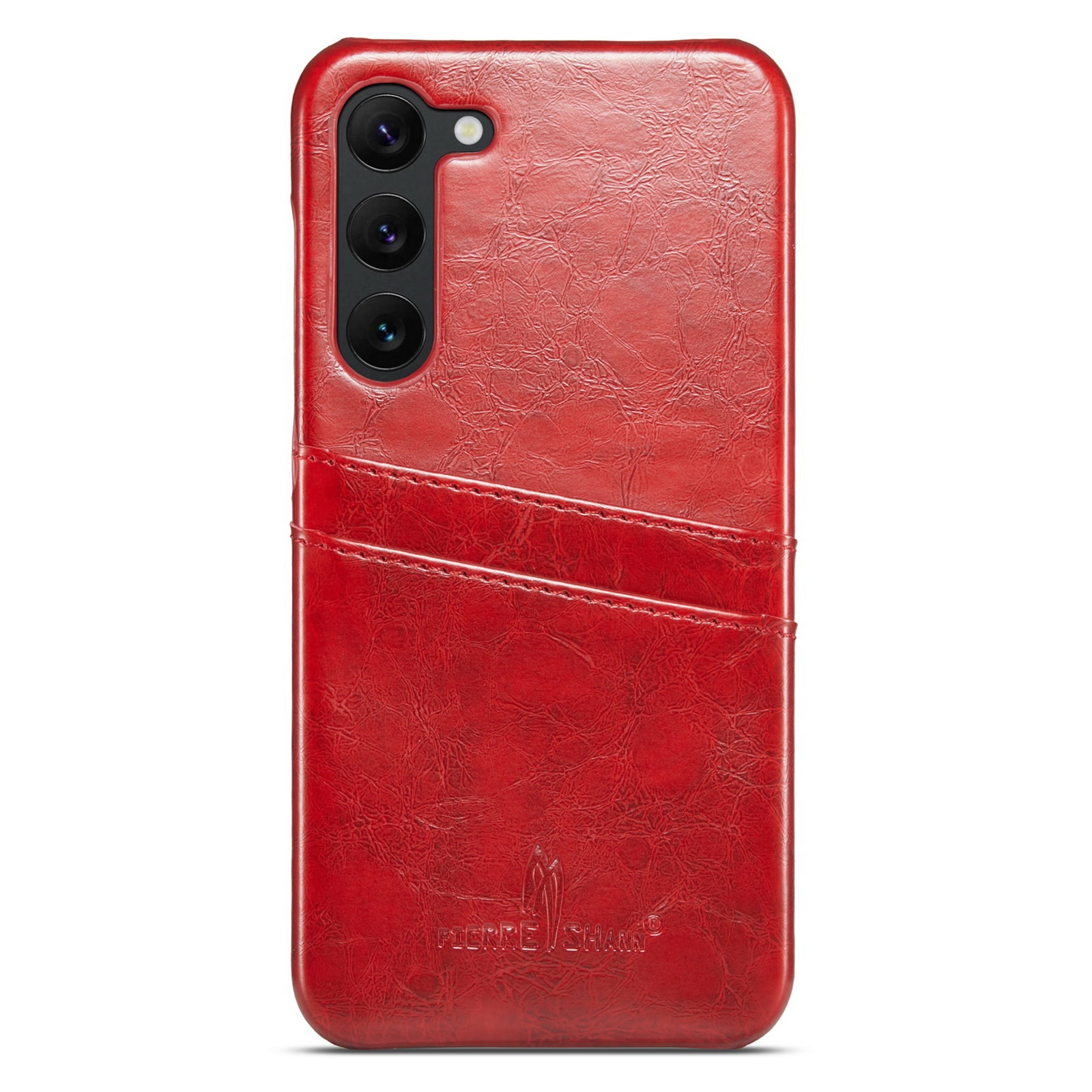 FIERRE SHANN For Samsung Galaxy S23 Oil Wax PU Leather PC Phone Case Protective Cover with Card Slots