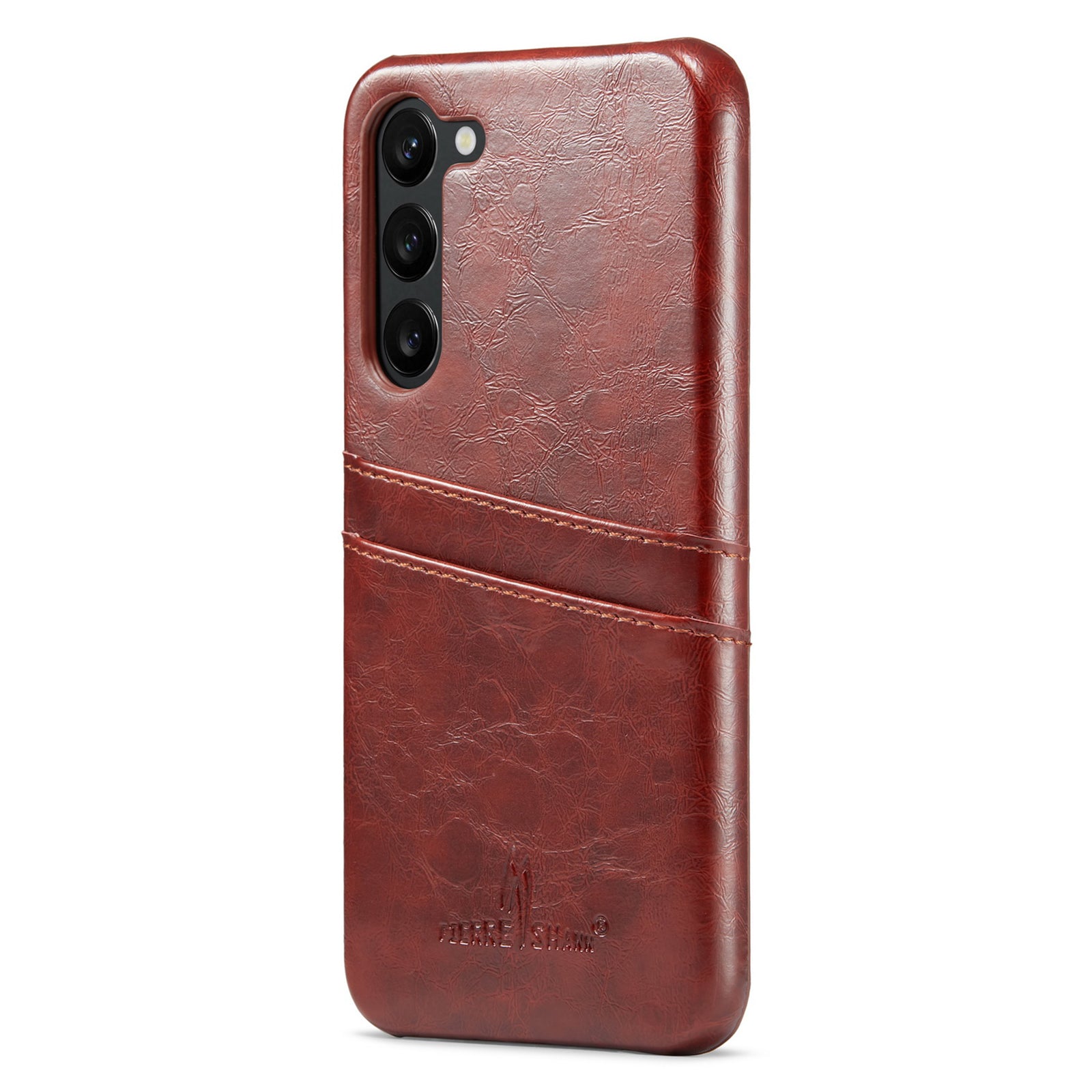 FIERRE SHANN For Samsung Galaxy S23 Oil Wax PU Leather PC Phone Case Protective Cover with Card Slots