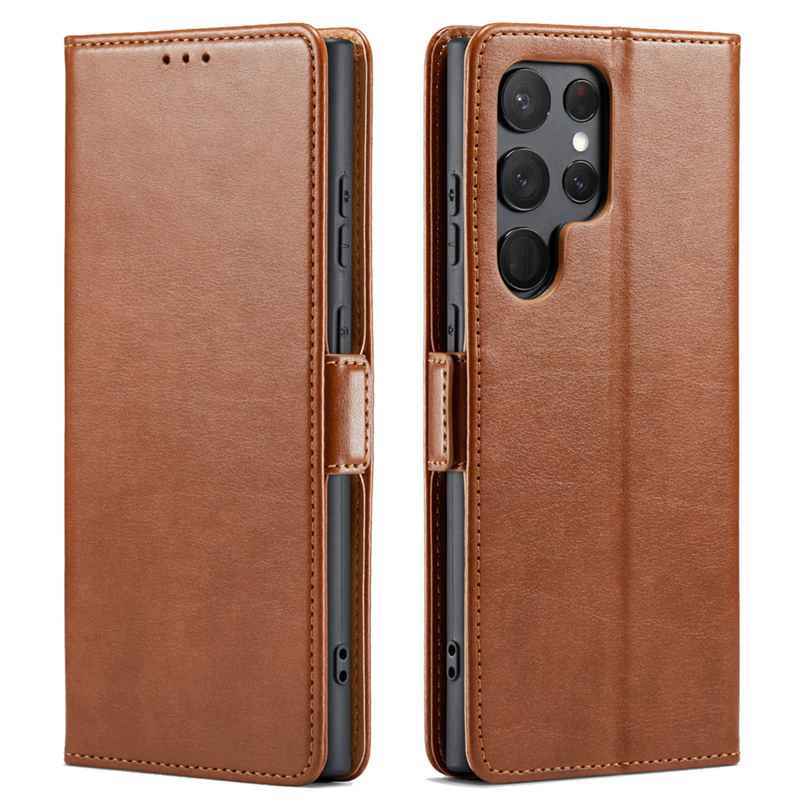 FIERRE SHANN for Samsung Galaxy S23 Ultra Cell Phone Stand Case PU Leather Wallet Phone Cover