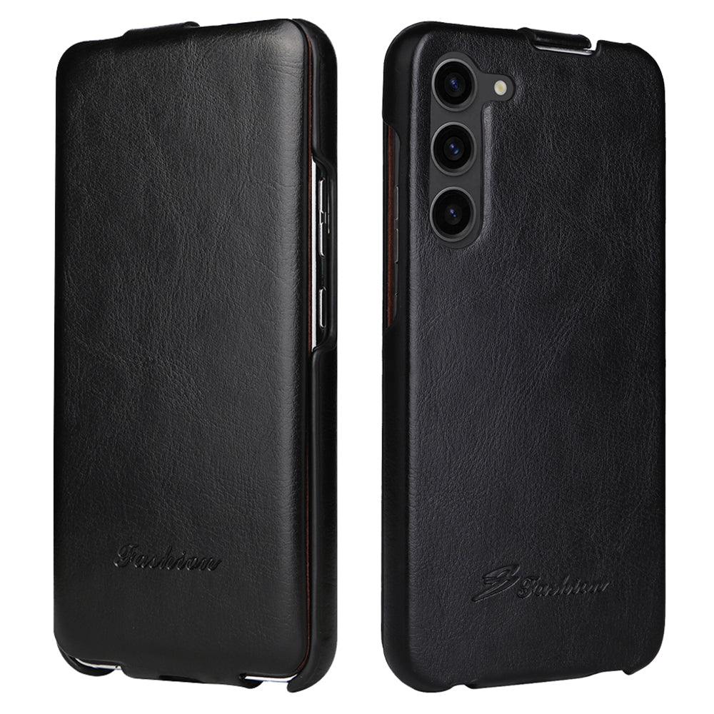 Pro Samsung Galaxy S23 Crazy Horse Texture Phone Shell Vertical Flip Cover PU kožené pouzdro na PC