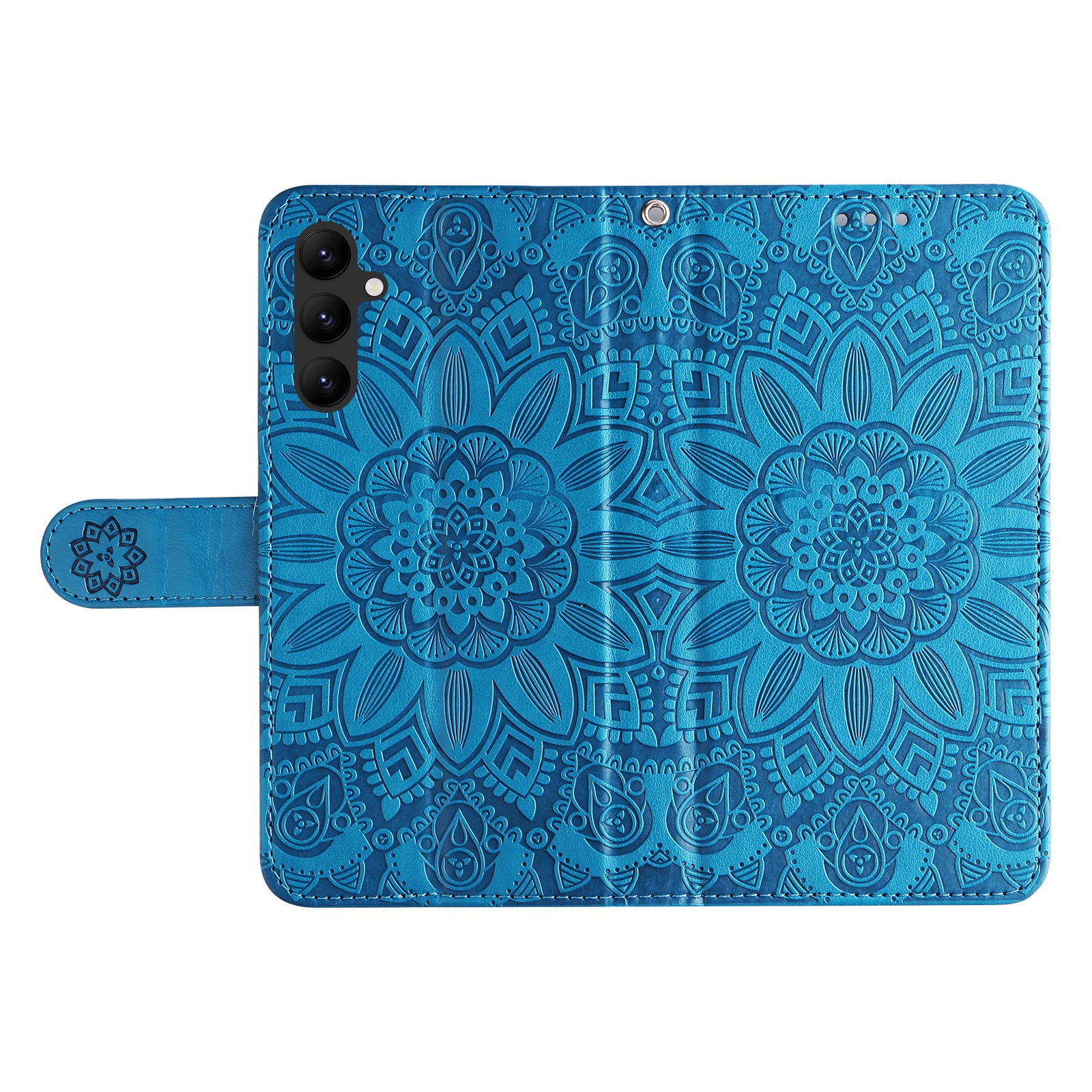 Leather Phone Case for Samsung Galaxy A24 4G Stand Wallet Sunflower Imprinted Cover with Hand Strap