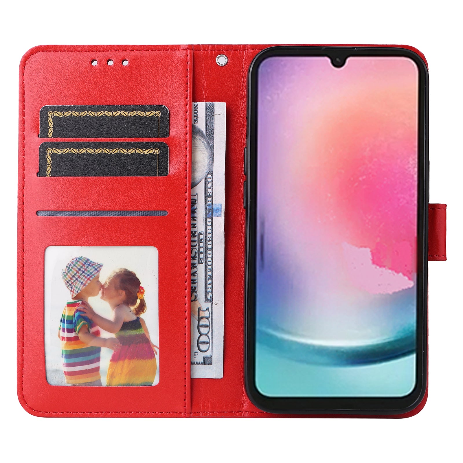 Leather Phone Case for Samsung Galaxy A24 4G Stand Wallet Sunflower Imprinted Cover with Hand Strap