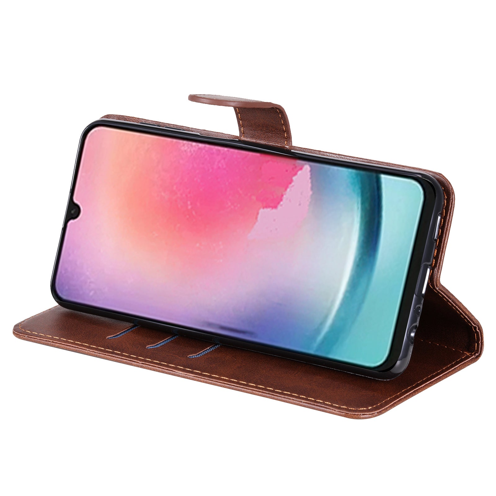 Til Samsung Galaxy A24 4G Lynlåslomme Telefonstativ Case Calf Texture Læderpung Telefoncover