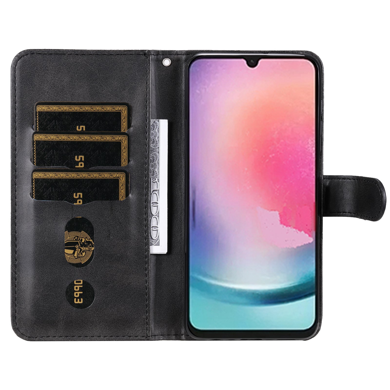 Til Samsung Galaxy A24 4G Lynlåslomme Telefonstativ Case Calf Texture Læderpung Telefoncover