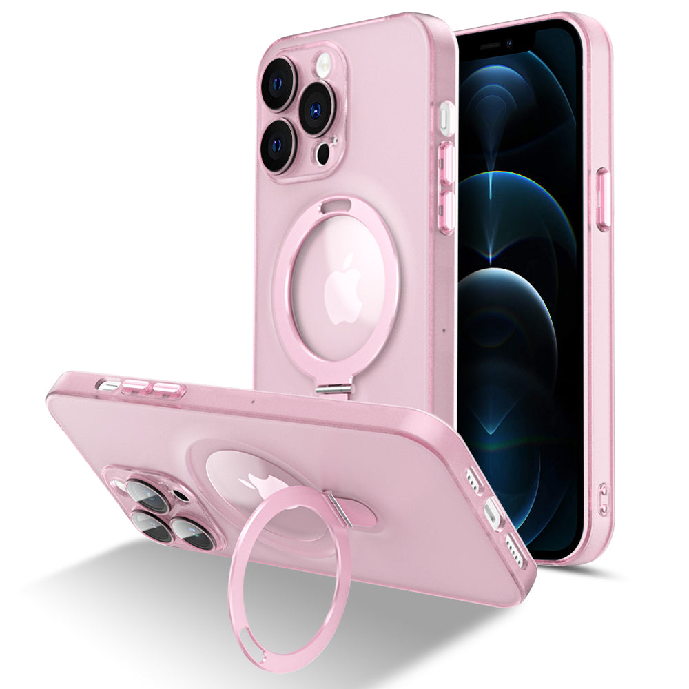 Magnetic Phone Case for iPhone 12 Pro Max 6.7 inch Matte PC TPU Kickstand Cover with Camera Lens Protector