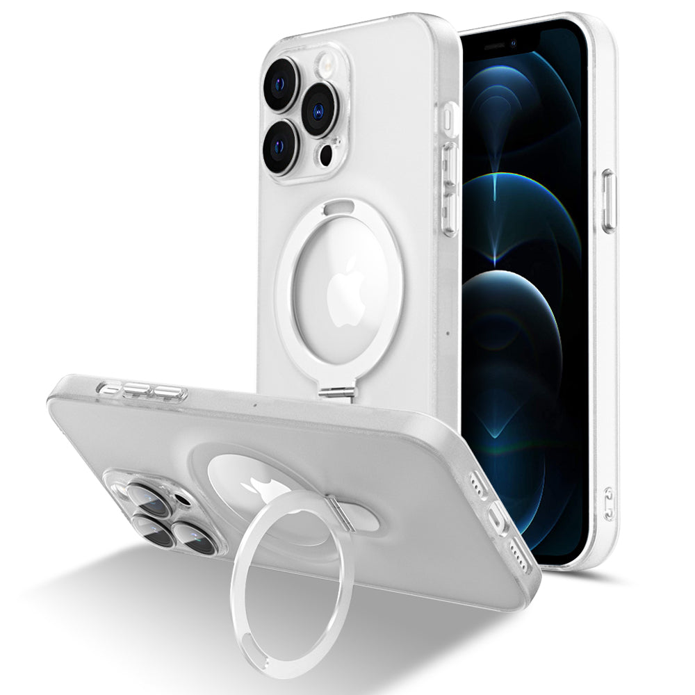 Magnetic Phone Case for iPhone 12 Pro Max 6.7 inch Matte PC TPU Kickstand Cover with Camera Lens Protector