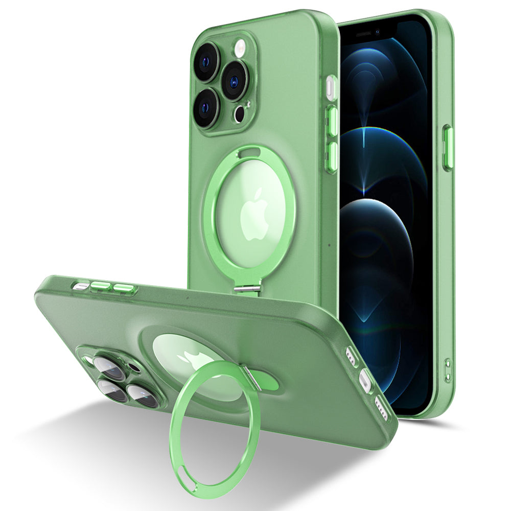 Magnetic Phone Case for iPhone 12 Pro 6.1 inch Matte PC TPU Kickstand Protective Cover with Camera Lens Protector