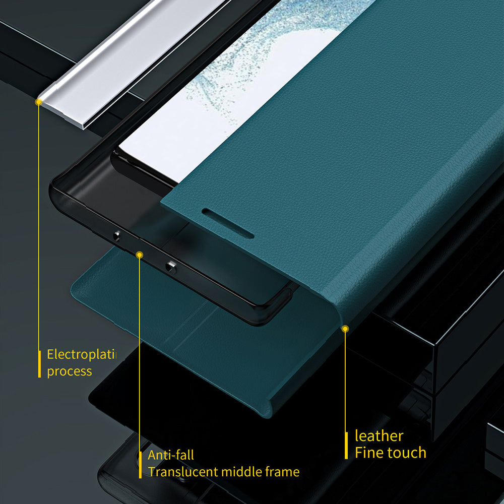 Pro Samsung Galaxy A24 4G PU kožený Flip Stojánek Kryt na telefon Galvanické pouzdro na telefon